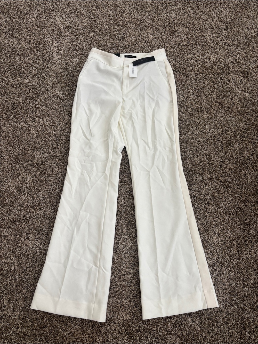 Banana Republic Off-White Tailored Wide-Leg Pants
